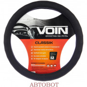 Оплетка на руль "VOIN" CLASSIK экокожа, цвет - черный 38см/M
